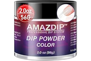 Dip Powder Natural Clear Color, 2 Ounce/ 56 Gram, AMAZDIP Dipping Powder Nail System for French Nail Art Design Salon/DIY at Home