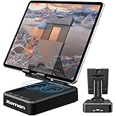 JTEMAN Tablet Stand Adjustable with Bluetooth Speakers,Kitchen Gadgets,Gifts for Women Men,Wireless Bluetooth Speaker Tablet Holder,Desk Mic Charging Sation Compatible with Phones and Tablet
