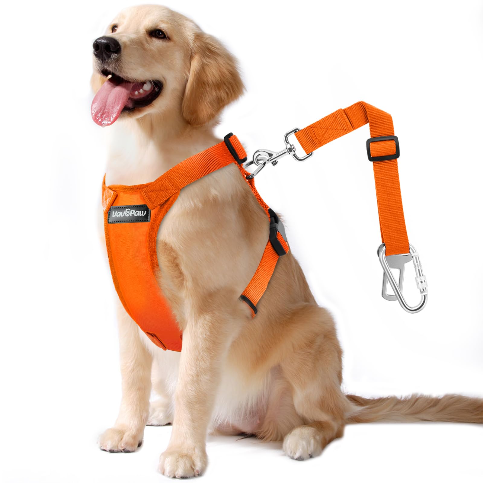 Photo 1 of VavoPaw Dog Seat Belt, Safety Vest Dog Car Harness with Adjustable Buckle Dog Seat Belt for Vehicle Nylon Pet Safety Seat Belts Heavy Duty(L, Orange)