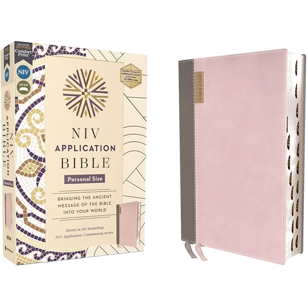 NIV Application Bible, Large Print, Leathersoft, Pink/Gray, Red