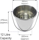 Spares2go 12L Stainless Steel Bucket Pail with Lid - Pack of 2 view 3