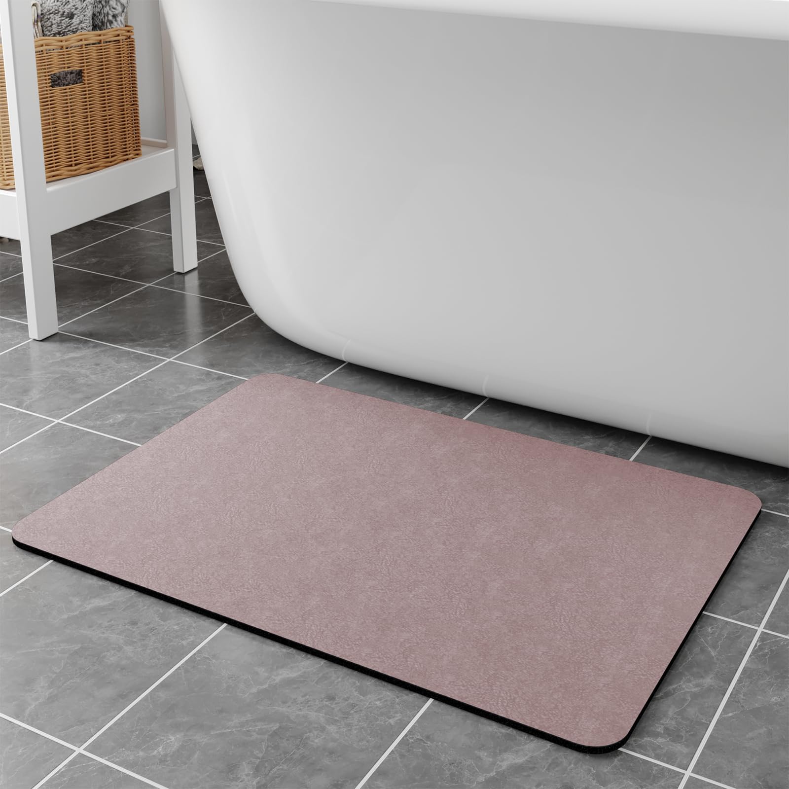 Photo 1 of Bath Mat Rugs 32x17 - Diatomaceous Earth Bath Mat Quick Dry Absorbing Bathroom Rugs Rubber Non Slip Thin Bathroom Mat Fit Under Door, Bath Mats for Bathroom Floor, Tub and Shower, Sink, Blush Pink