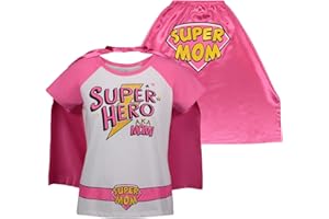 Funstuff Mothers Day Super Hero Mom Women's Pullover Costume T-Shirt and Cape Adult