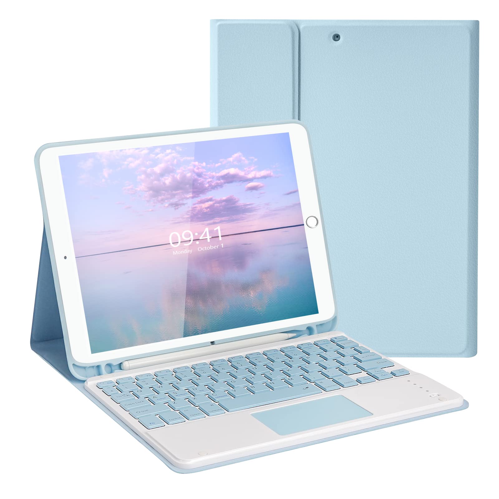 10.2&10.5 Inch iPad Keyboard Case with Touchpad, LAMA Wireless Keyboard for 10.2&10.5" iPad(9th 2021/8th 2020/7th Generation 2019, iPad Air 3 2019,iPad Pro 2017)Detachable Keyboard &Pencil Holder,‎BL — image 1