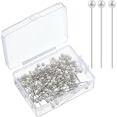 100 PCS Pearl Sewing Pins for Fabric, White Straight Pins | Sewing Pearls Push Pin, Fixed Sewings Marker Needle with Transparent Plastic Box for Bouquets Crafting Jewelry Craft Sewings