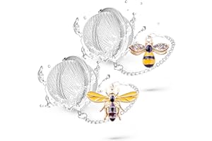 TeaSanavie Handmade Tea Ball Infusers - 2pcs, Honey Bee Strainers with Bee Charm Pendant for Loose Leaf Tea