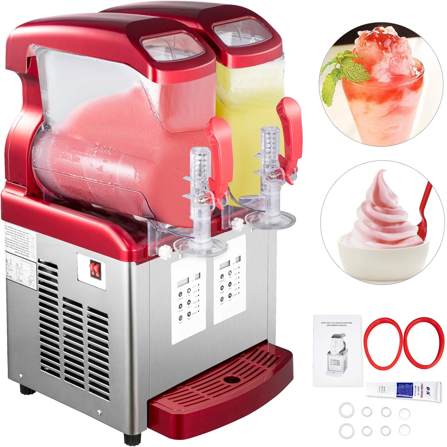 VBENLEM Slushy Machine 2x6L Double Tank Frozen Drink Machine 1000W