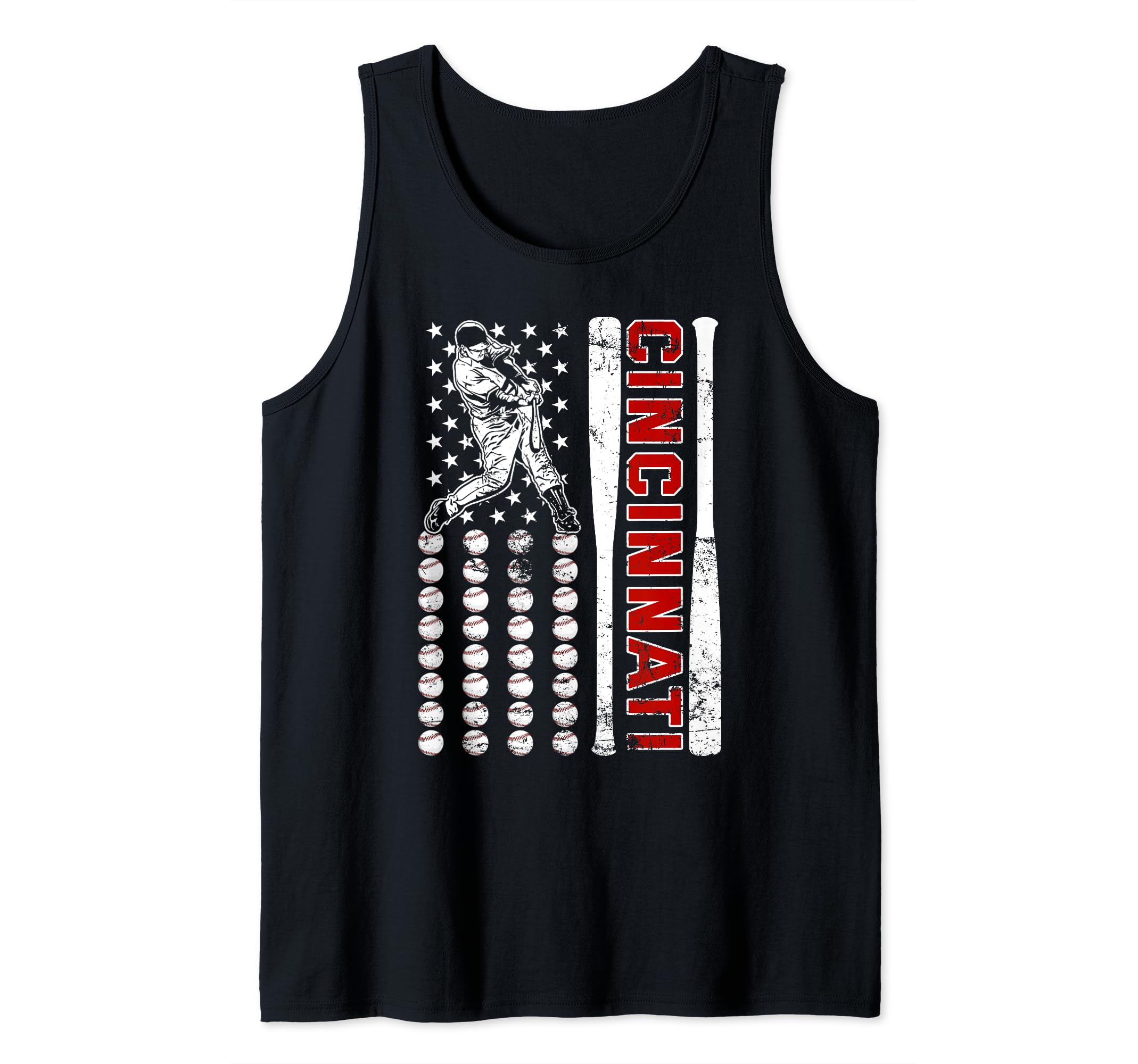 Photo 1 of *** unknown size***Cincinnati Retro Baseball Lover US Flag Met At Game Day Tank Top