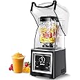 Wantjoin Professional Grade Blender - Soundproof & Quiet Commercial Blenders, Removable Shield, 2000W Watte, 67 Oz Capacity - Perfect for Kitchen, Fruits, Shakes, Smoothies, and Frozen Drinks(Black)