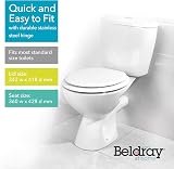 Beldray MDF Toilet Seat White Oval with Stainless Steel Release Hinge 360x428mm view 3