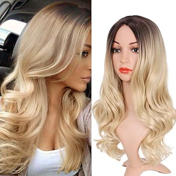 Amazon Com Ombre Wig Long Wavy Wigs For Women Ombre Blond Curly