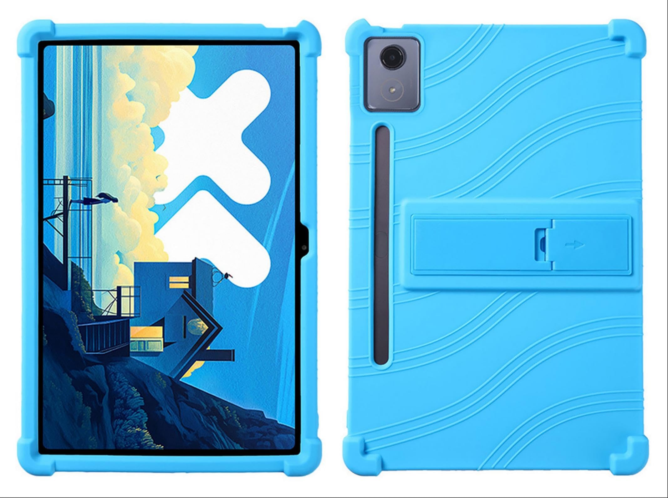 GIOPUEY Case for Lenovo Tab P12 12.7 2023 - With Stand - Soft TPU silicone protective case Cover - Airbag Drop Protection - Blue