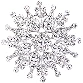 EVER FAITH Women's Austrian Crystal Elegant Flower Leaf Bridal Corsage Brooch Pin