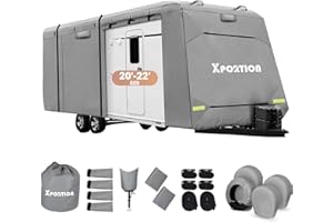 XPORTION 16ft Up to 36ft RV Cover,Travel Trailer Cover 20-22ft,Camper Cover Waterproof and UV Resistant Camping,Travel Cover with Gutter Jack Cover