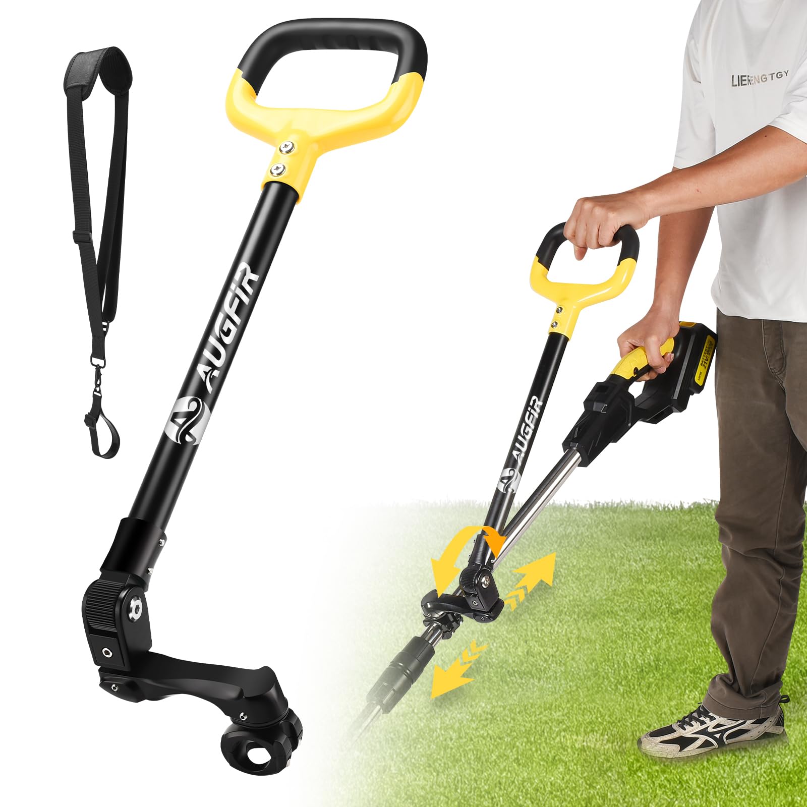 Photo 1 of Eater Handle, Ergonomic String Trimmer Handle with Adjustable Shoulder Harness and Clamp, Weedeater Handle Extension for Trimming Edging, Back Saver Lawn Trimmer Grip for Lawn Care, Landscaping