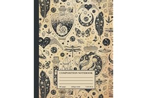 Composition Notebook College Ruled: Vintage Halloween Mystic Witchcraft Magic Pattern Aesthetic Preppy Notebook | Cute College Ruled Lined Paper ... For School, Office, And Work | Wide Lined