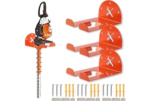 IULRTBA Upgraded Trimmer Rack Wall Mount - 8" Heavy Duty Weed Eater Hanger for Garage Wall Bracket, Garden Power Tool Holder Organizer Hooks for Grass Trimmer, Hedge Trimmer, Leaf Blower and Chainsaw, 3 Pack
