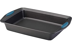 Rachael Ray Yum -o! Nonstick Bakeware Baking Pan with Grips/Nonstick Cake Pan with Grips, Rectangle - 9 Inch x 13 Inch, Gray