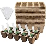 Litviz Seed Starter Peat Pots 12Pack (120cells), Premium Biodegradable and Organic Germination Seedling Trays Kit for Indoor