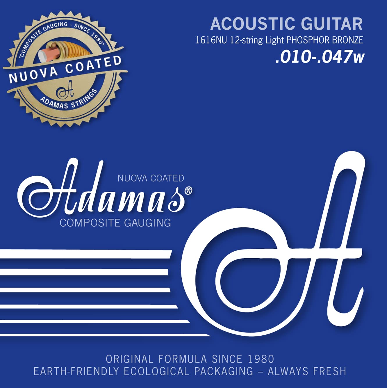 Adamas Strings for Acoustic Guitar Nuova Phosphor Bronze Coated 12-str. Light .010-.047 1616NU