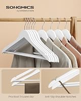SONGMICS Wooden Hangers 20 Set Coat Hangers with Shoulder Notches 360° Hook view 2