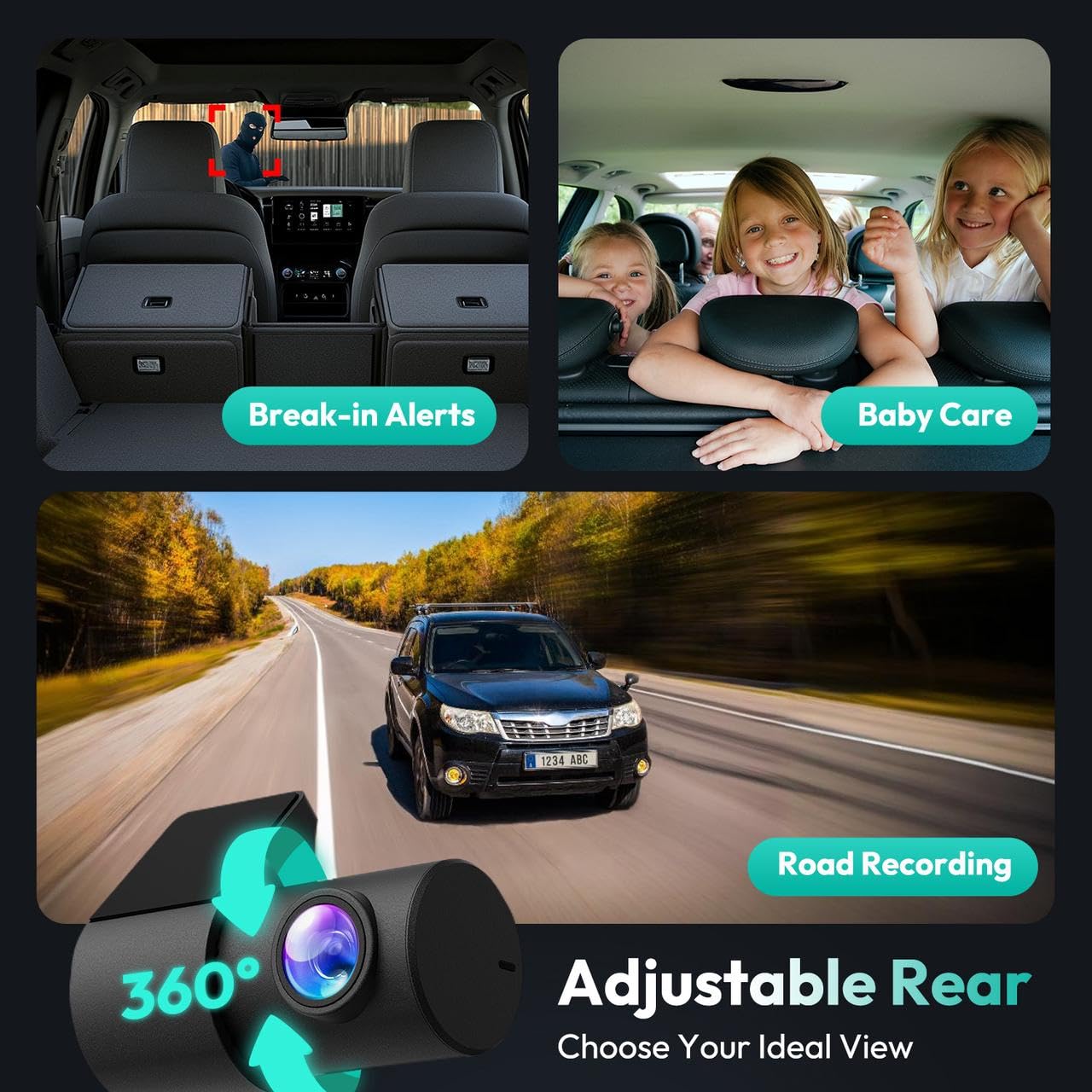 BOTSLAB 4K Dash Cam Front and Rear, 170° Ultra Wide Dashcam with ADAS, Night Vision, 24/7 Parking Mode, Sony STARVIS Sensor, WDR, Free 64GB SD Card, 5G/2.4G WiFi, Built-in GPS, Loop Recording