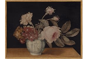 InSimSea Framed Wall Art for Living Room Decor Colorful Peonies Abstract Nature Vintage Wall Art Decorative Oil Painting Colorful Multicolor for Bedroom Office Decor 12x16in