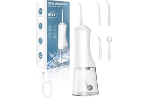 OKALA Water Dental Flosser - Portable Cordless Oral Irrigator 300ML, Rechargeable IPX7 Waterproof Irrigation Cleaner for Teeth Cleaning & Flossing, Travel & Home Use (Pearl White)