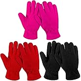 ONESING 3 Pairs Fleece Winter Gloves Toddler Warm Gloves for Boys Girls Snow Outdoors Cold Weather Mixcolor R