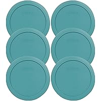 Pyrex 7201-PC 4 Cup Round Turquoise Plastic Food Storage Lid- 6 Pack (container not included)