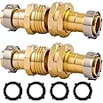 Sanpaint Garden Hose Repair Connector with Clamps, Fit for 3/4 Inch or 5/8 Inch Male and Female Garden Hose Fittings, 2 Set