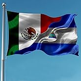 Mexican Mexico And Nicaraguan Nicaragua Flag 3x5 Ft Double-Sided Printed Indoor/Outdoor Flag Polyester Fabric Decorative Banner With 2 Brass Grommets 3x5 Foot National Flags For Outside