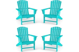 BRIOPAWS Adirondack-Chairs-Set of 4 | Fire Pit Chair | Oversized | HDPE Plastic | Weather Resistant | for Deck Outdoor Poolside Campfire | Aqua