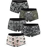 WDIRARA Women's 5 Pack Goth Graphic Panties Boyshorts Mid Rise Shorts Briefs Boxer