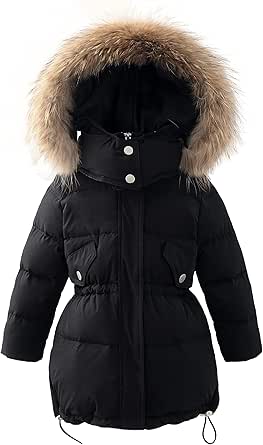 Girl puffer jacket with fur hood Clearance