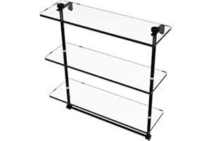 Allied Brass NS-5/16TB-BKM 16-Inch Triple Glass Shelf with TB Matte Black