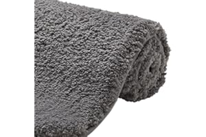 Gorilla Grip Premium Luxury Bath Rug, Absorbent, Soft Thick Shag Bathroom Mat Rugs, Machine Wash, Microfiber Dries Quickly, Mats for Bath Room Shower, Bathtub and Spa Floors 24x17 Warm Gray
