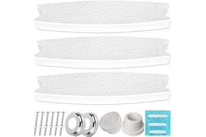 DINGRAN 3 Pack Replacement Swimming Pool Ladder Steps for Inground Pools,18'' Heavy-Duty Plastic Molded White Ladder Rung with 1.9'' Rubber Bumper Cap and Stainless Steel Escutcheon Plates
