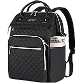 EMPSIGN 17 Inch Laptop Backpack for Women, Work Business Travel Computer College Bags, Large Capacity Water-repellent Quilted Casual Daypack with USB Port, Black