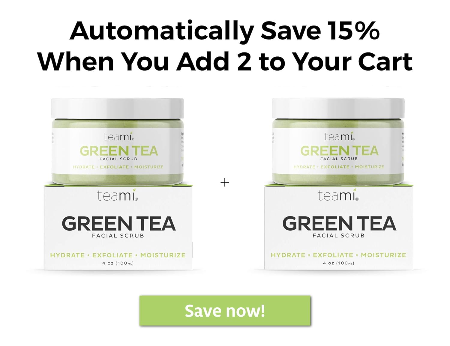 Teami Matcha Green Tea Face Scrub - Natural Face Exfoliator for All Skin Types - Organic Exfoliating Face Wash with Lemongrass - USA Made Facial Scrub for Women & Men - Non-Greasy Daily Face Exfoliant : Beauty