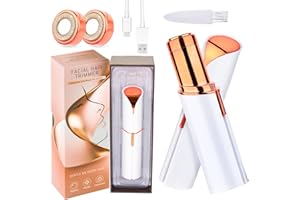 Mendaping Facial Hair Remover for Women & Men, Rechargeable Face Razor with LED Light, 2 Replacement Heads Included, Travel Electric Shaver for Lip, Chin, Arms, Upper Lip & Peach Fuzz (White)