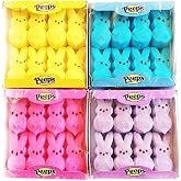 Peeps Marshmallow Easter Bunnies Bundle with 4 Colors: Blue, Yellow, Pink and Purple
