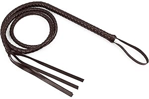 JEGERMIG 6.2 Ft Adult Western Cowboy Whip Leather Black Bull Whip Halloween Stage Show Props 6.2 Inch Handle