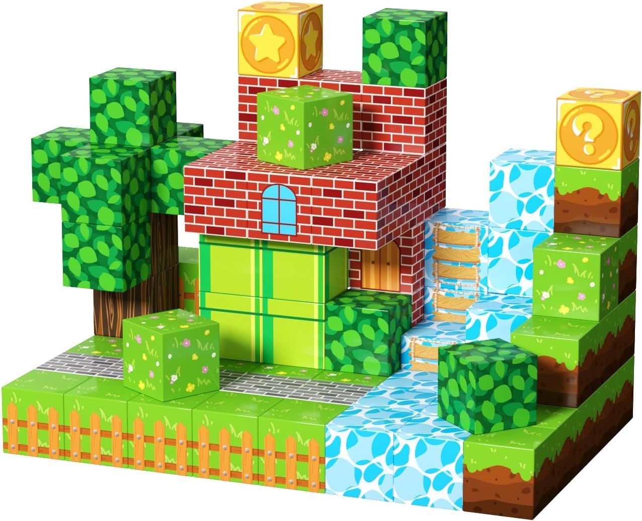 CraftyNest Magnetic Blocks Building Toys for Kids, 48 PCS Magnetic Blocks for Kids Ages 4-8, Magnetic Cubes, STEM Sensory Toys for Boys & Girls, Christmas Birthday Gifts for Kid Ages 3+