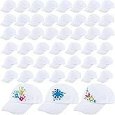48 Pack Kids White Baseball Cap Bulk DIY Blank Baseball Hat Summer Plain Ball Hat for Child Boys Girls Outdoor Activities