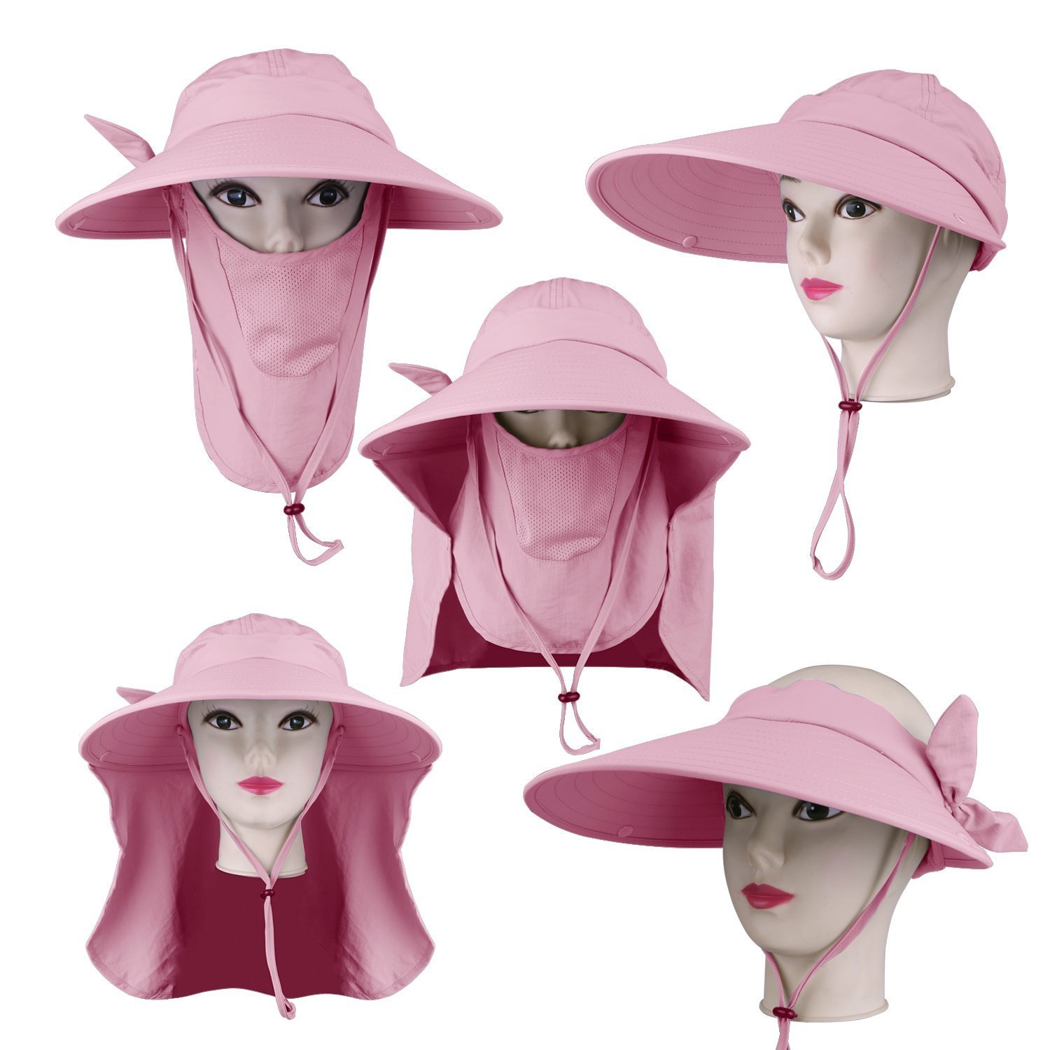 Women Sun Hat, Wide Brim Sun Hats, Sun Cap with Removable Neck Flap