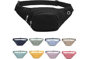 AuSion Fannys Pack for Women, Men Waist Bags with 4 Zipper Pockets - Hands-Free Wallets Hiking Pack Phone Bag Fits Any Outdoor & Indoor Activities