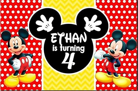 Fondo Rojo Y Negro De 7 X 5 Pies Personalizado Mickey Mouse Telon De Fondo Para