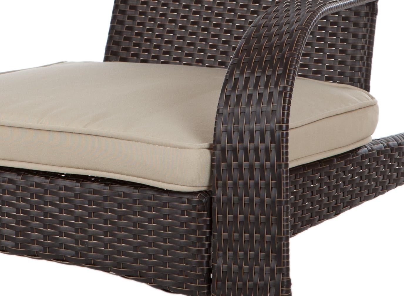 Patio Sense Coconino Wicker Lounge Chair, Mocha All Weather Wicker, Beige Cushion, Adirondack Style Armchair: Home & Kitchen