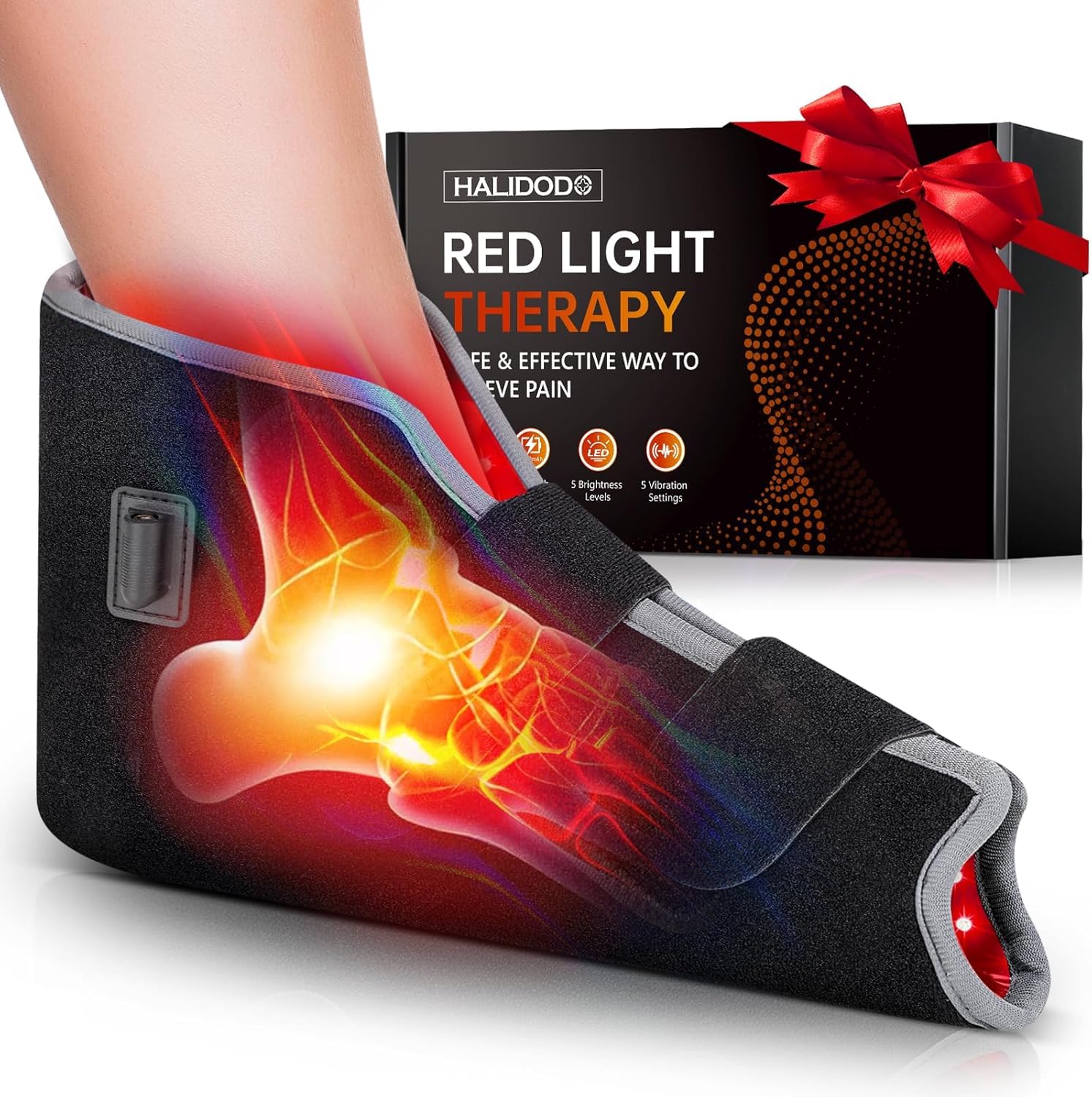 Photo 1 of Red Light Therapy for Feet & Ankle, Infrared Light Therapy Foot Wrap with Timer, Comfortable Wearable Red Light Therapy Shoe for Feet Ankle Heel, Up to Foot Size 12.